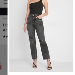 Express Black Straight Ankle High Rise Distressed